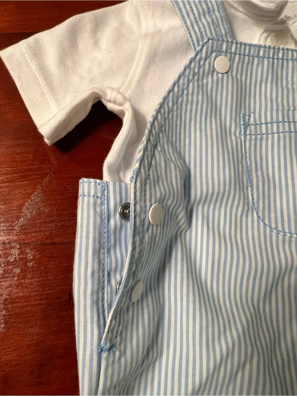 Carter's Light Blue & White Striped Anchor Shortalls with White Polo size 9 NWT